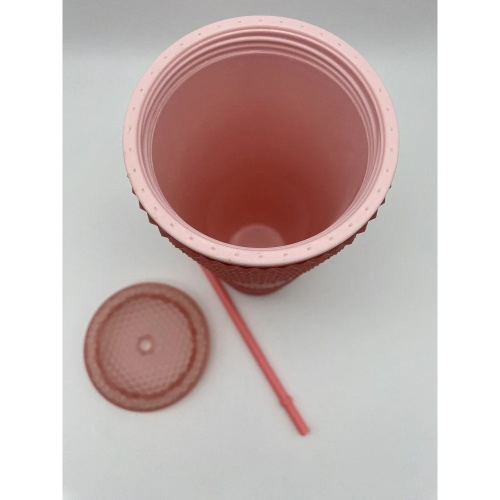 Starbucks 2022 Valentines Soft Touch Pink Lemonade Studded 24oz Cold Cup Tumbler